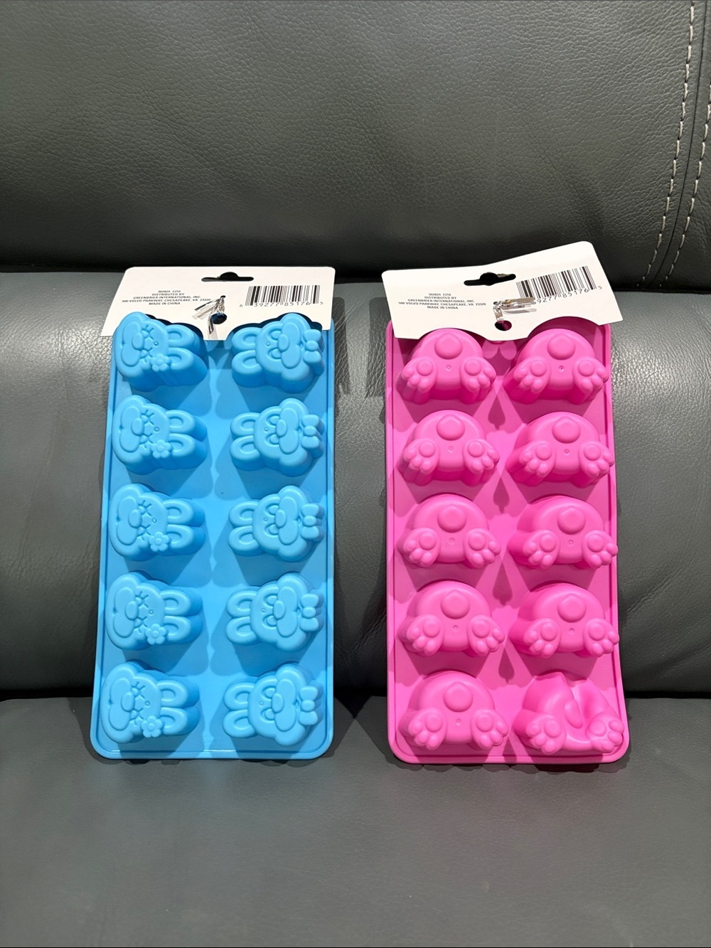 Silicone Bunny & Paw Ice Cube Tray - Blue and Pink - Picture 1 of 2